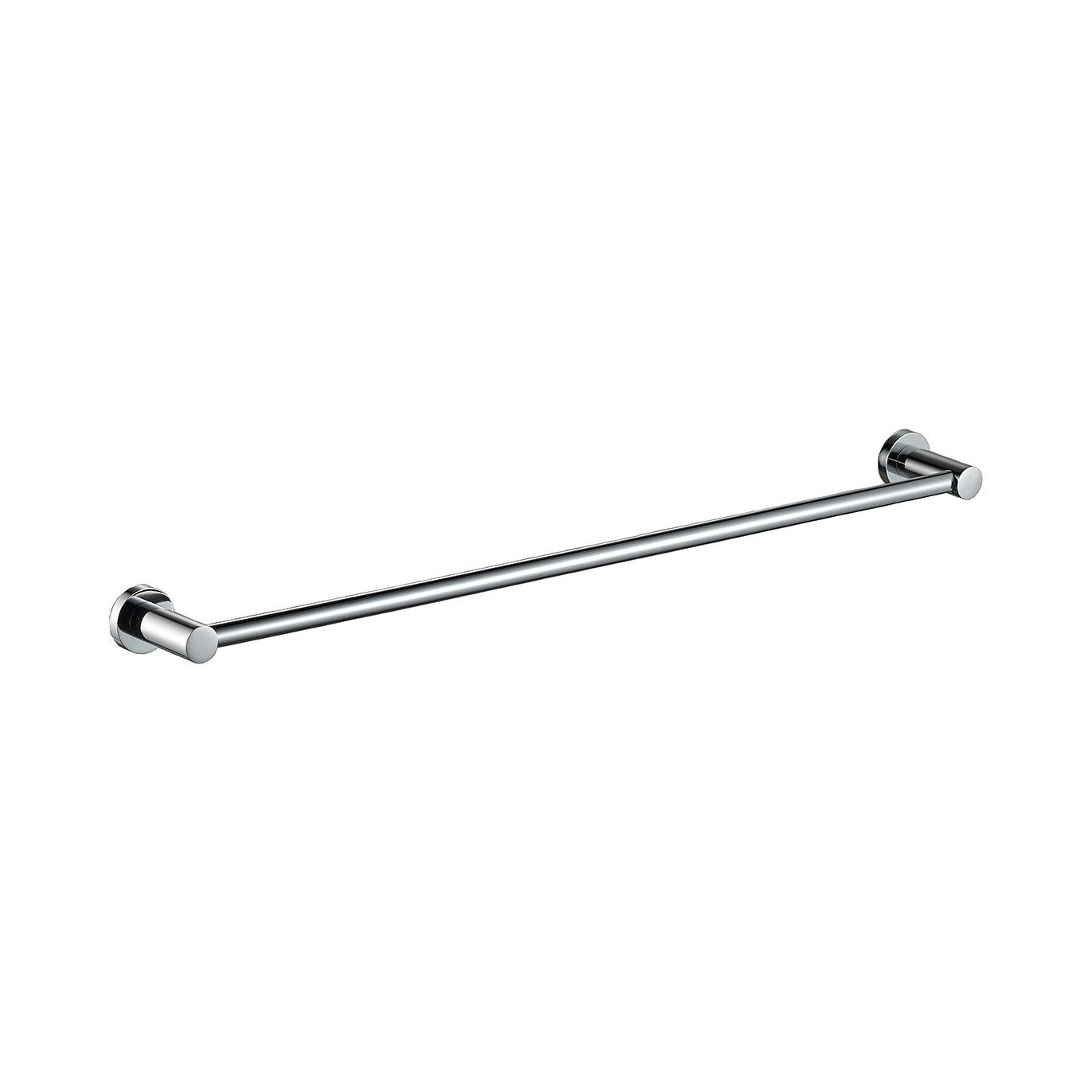 Raymor Projix chrome single towel rail with round wall fixings, shown on a white background