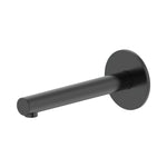 Raymor Projix straight wall spout in black, 180mm reach, with round backplate and fixed outlet