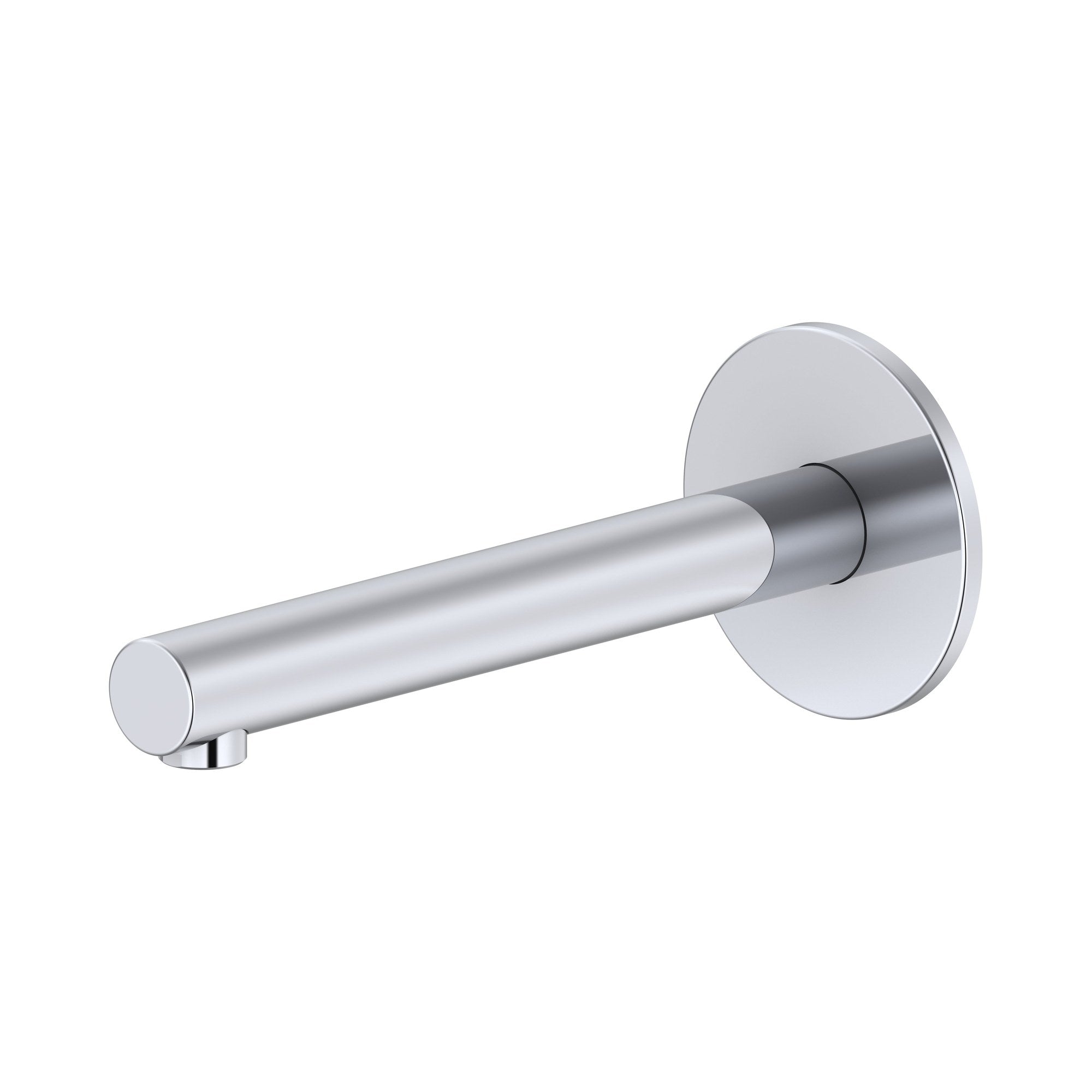 Raymor Projix straight chrome basin or bath spout, 180mm wall-mounted fixed outlet with round backplate