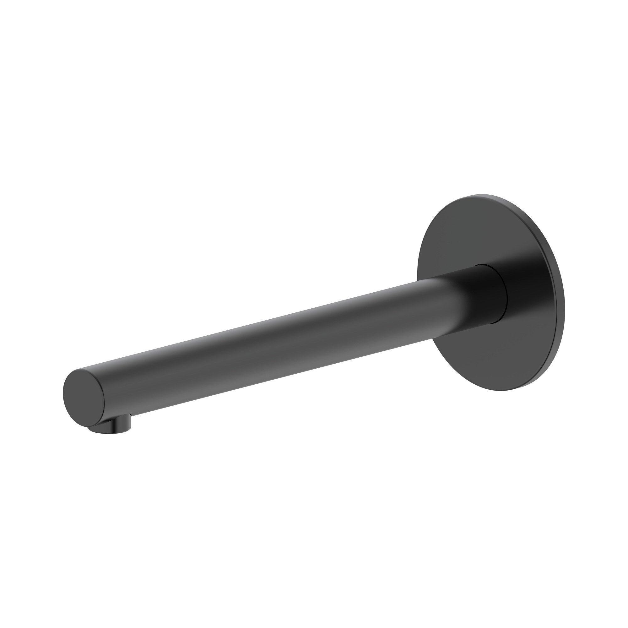 Raymor Projix straight wall-mounted basin or bath spout, black, 220mm reach, side view