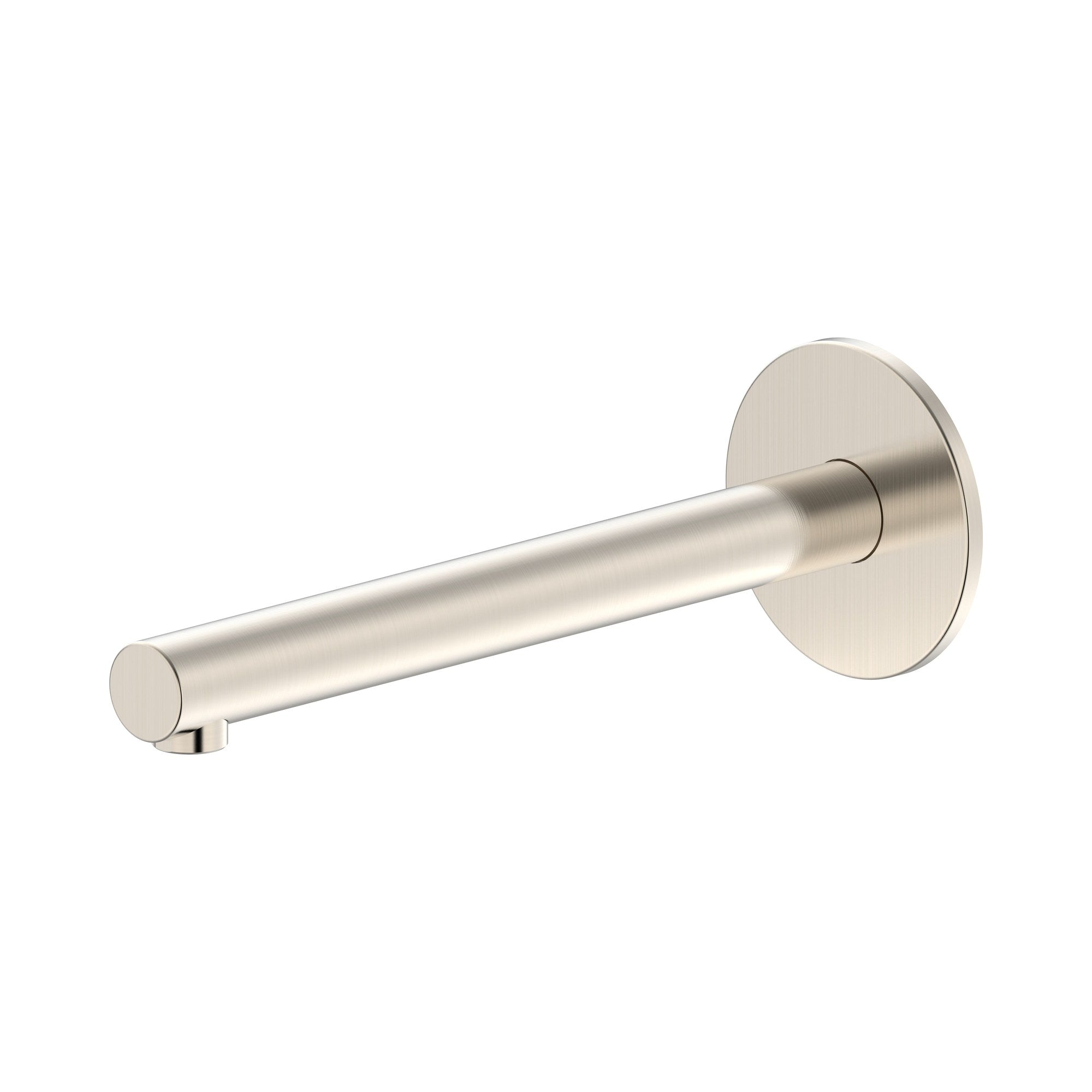Raymor Projix straight wall-mounted basin or bath spout in brushed nickel, 220mm reach
