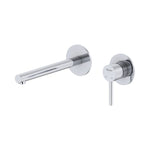 Raymor Projix chrome wall mixer set with 220mm straight spout, wall-mounted tap pair on white background