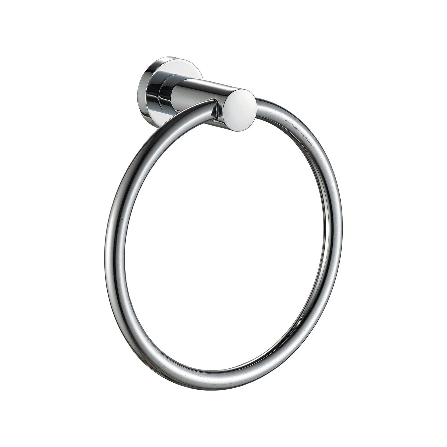 Raymor Projix chrome towel ring, wall-mounted bathroom hand towel holder with round metal ring and fixed backplate