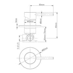 Technical drawing of Raymor Projix chrome wall mixer with dimensions and installation measurements