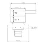 Technical drawing of Raymor Projix black wall top assembly, showing dimensions and G5/8 connection.