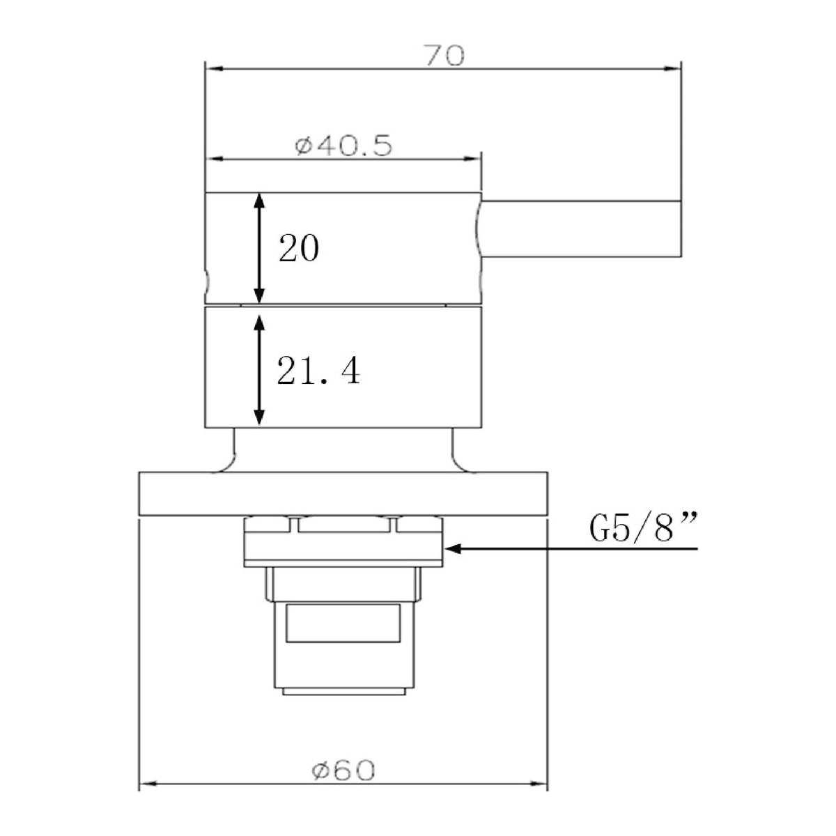 Technical drawing of Raymor Projix black wall top assembly, showing dimensions and G5/8 connection.