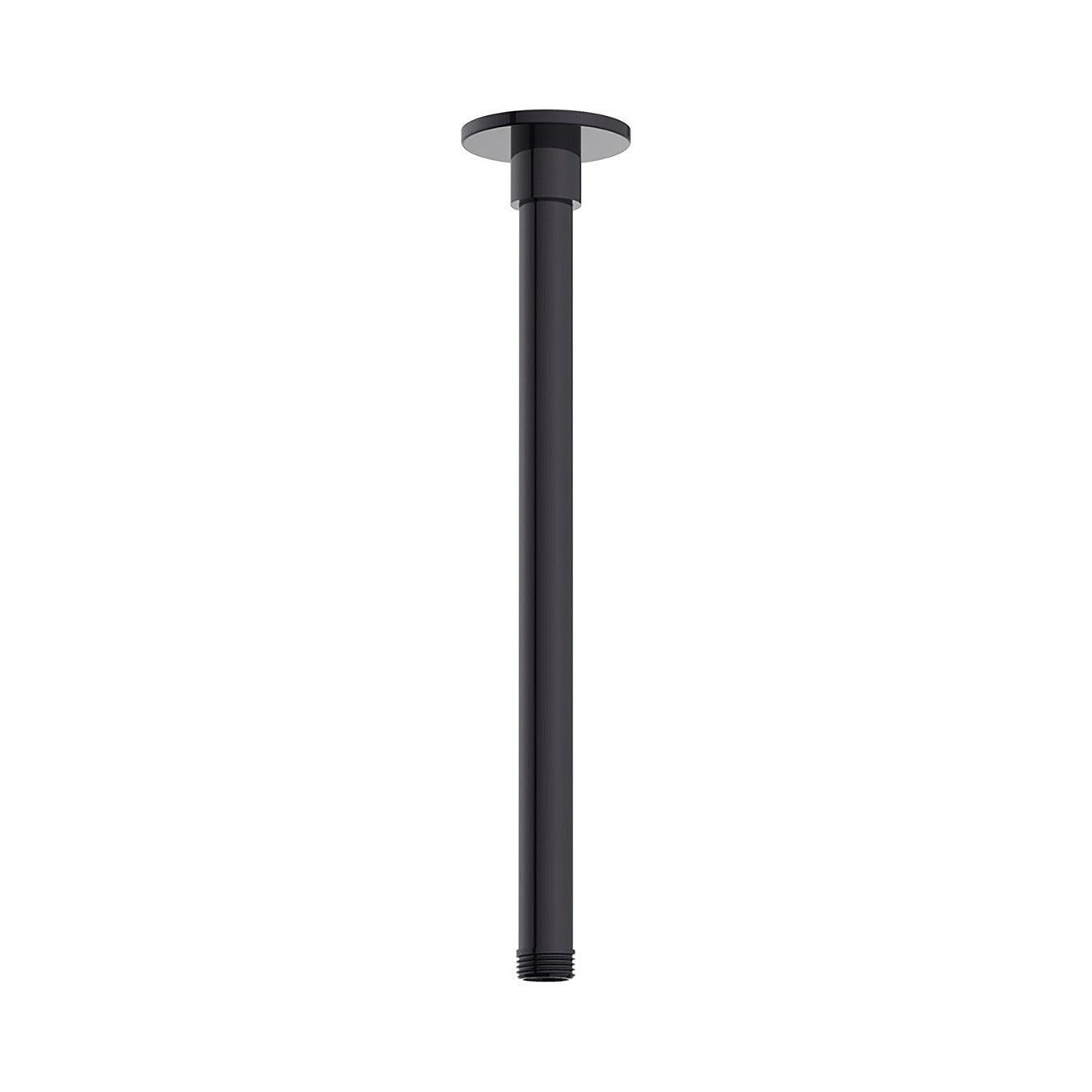 Raymor round ceiling shower arm 300mm, black brass finish, straight overhead mount