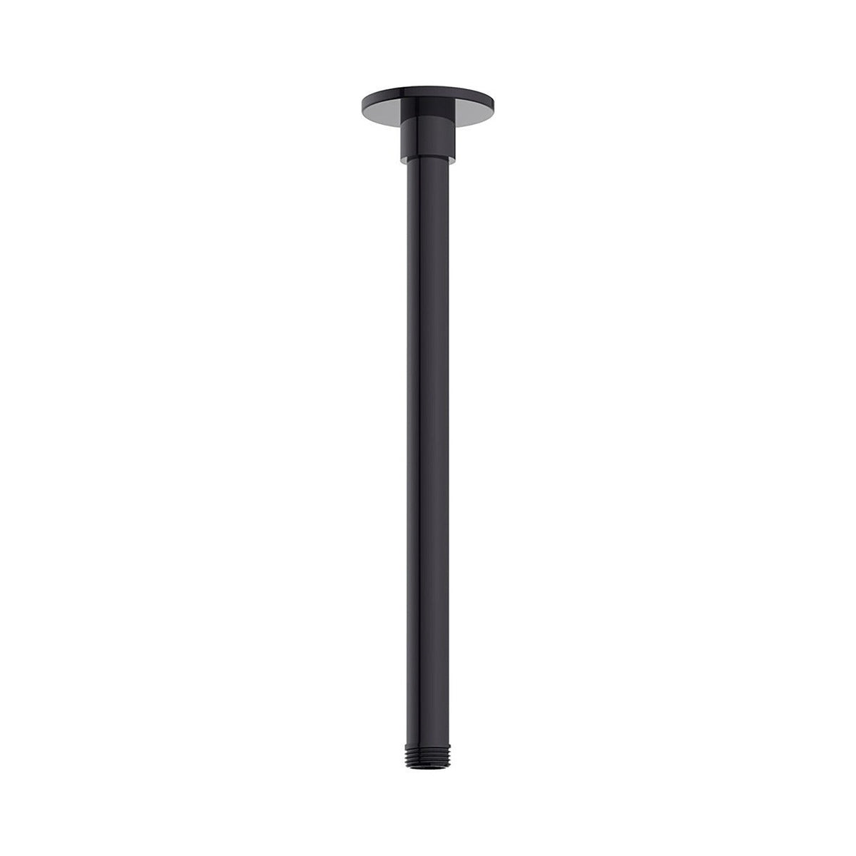 Raymor round ceiling shower arm 300mm, black brass finish, straight overhead mount