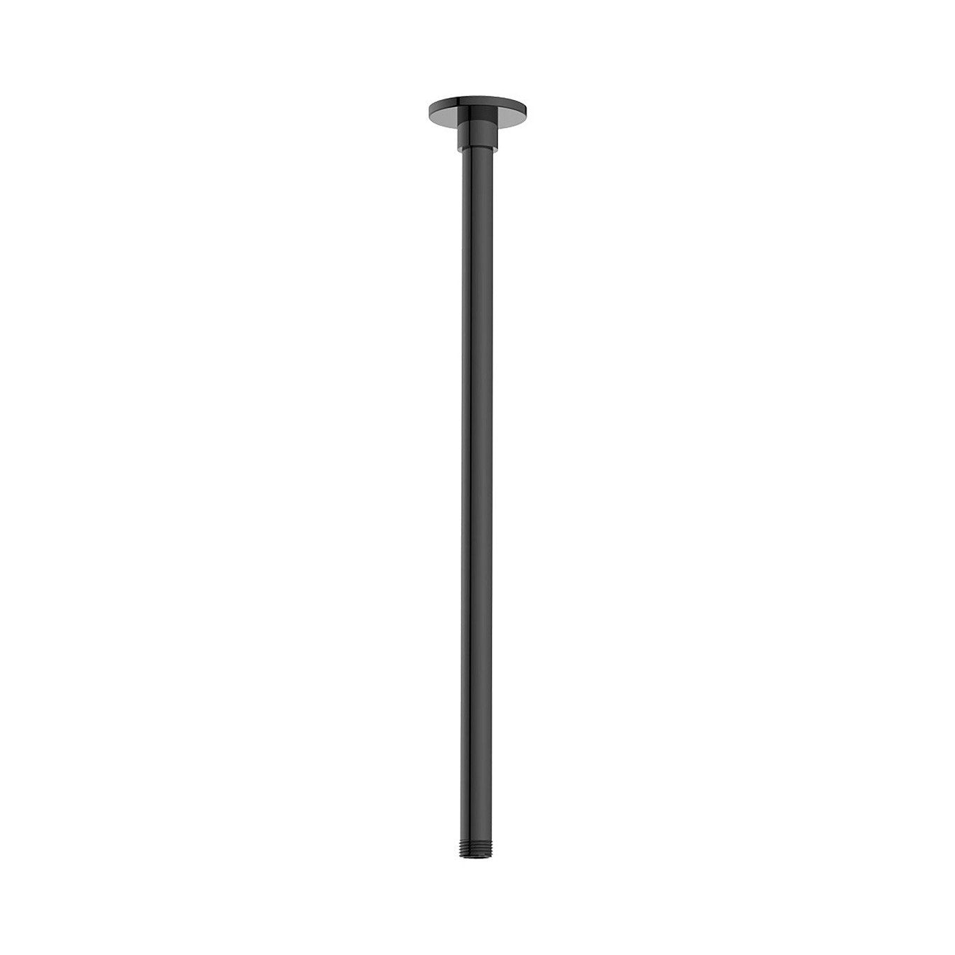 Raymor 450mm ceiling shower arm, straight round brass in black, with ceiling flange