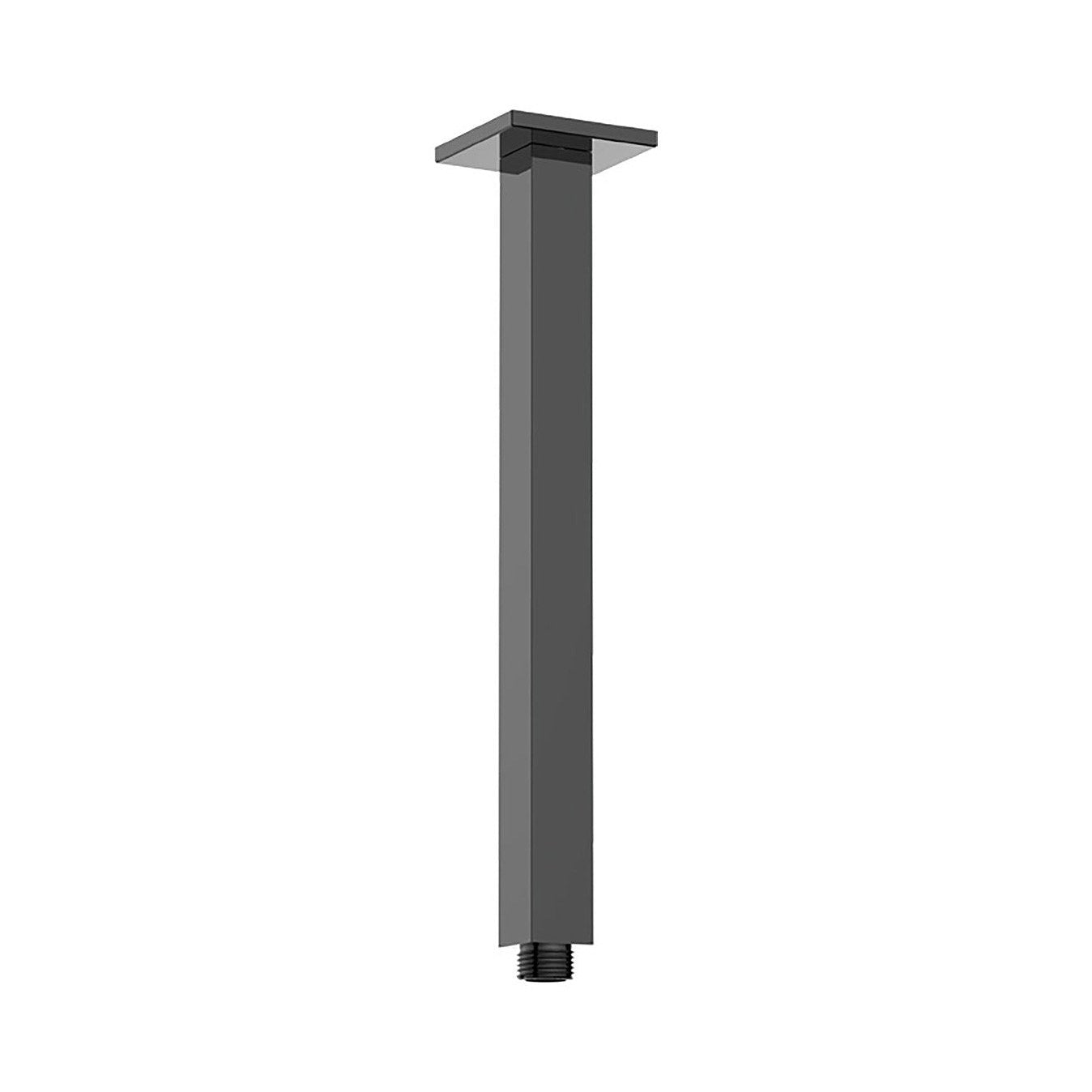 Raymor square ceiling shower arm, black, straight 300mm brass drop rail with square flange and male thread