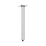Raymor square ceiling-mount shower arm, 300mm drop, chrome finish, straight rail with square flange, brass