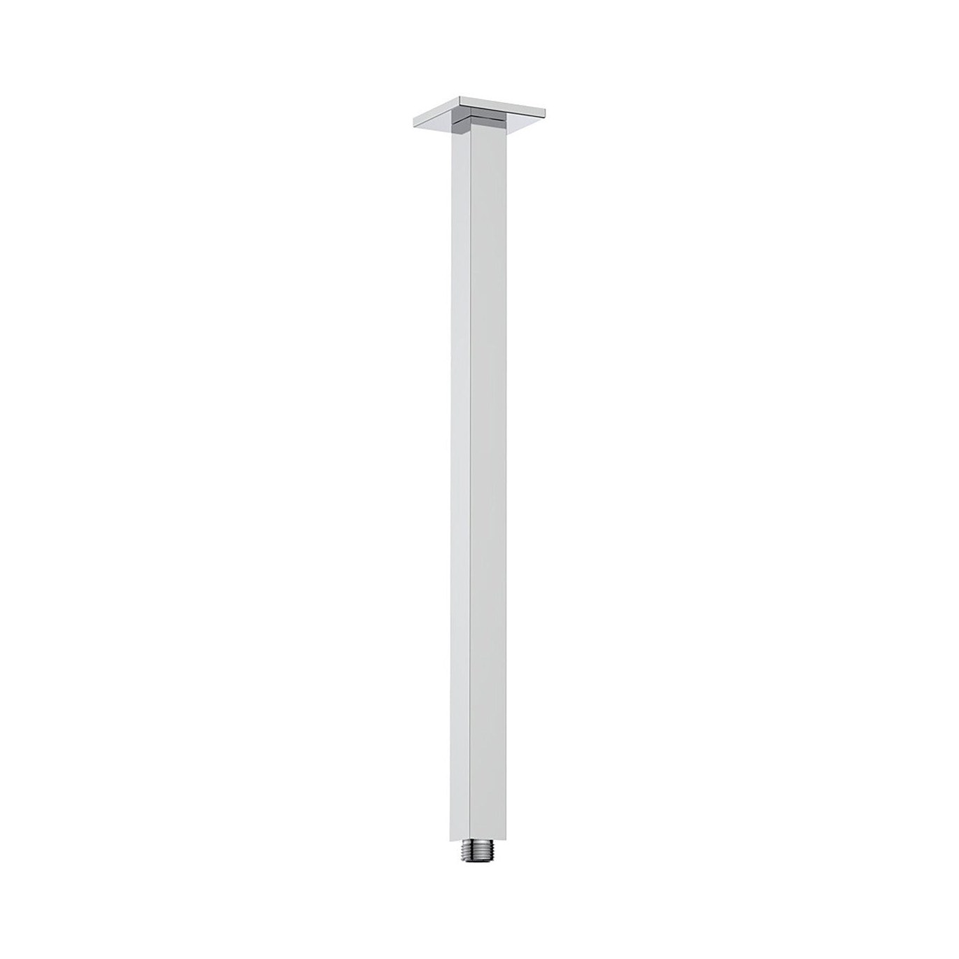 Raymor square ceiling shower arm, straight 450mm drop, chrome finish, isolated on white background