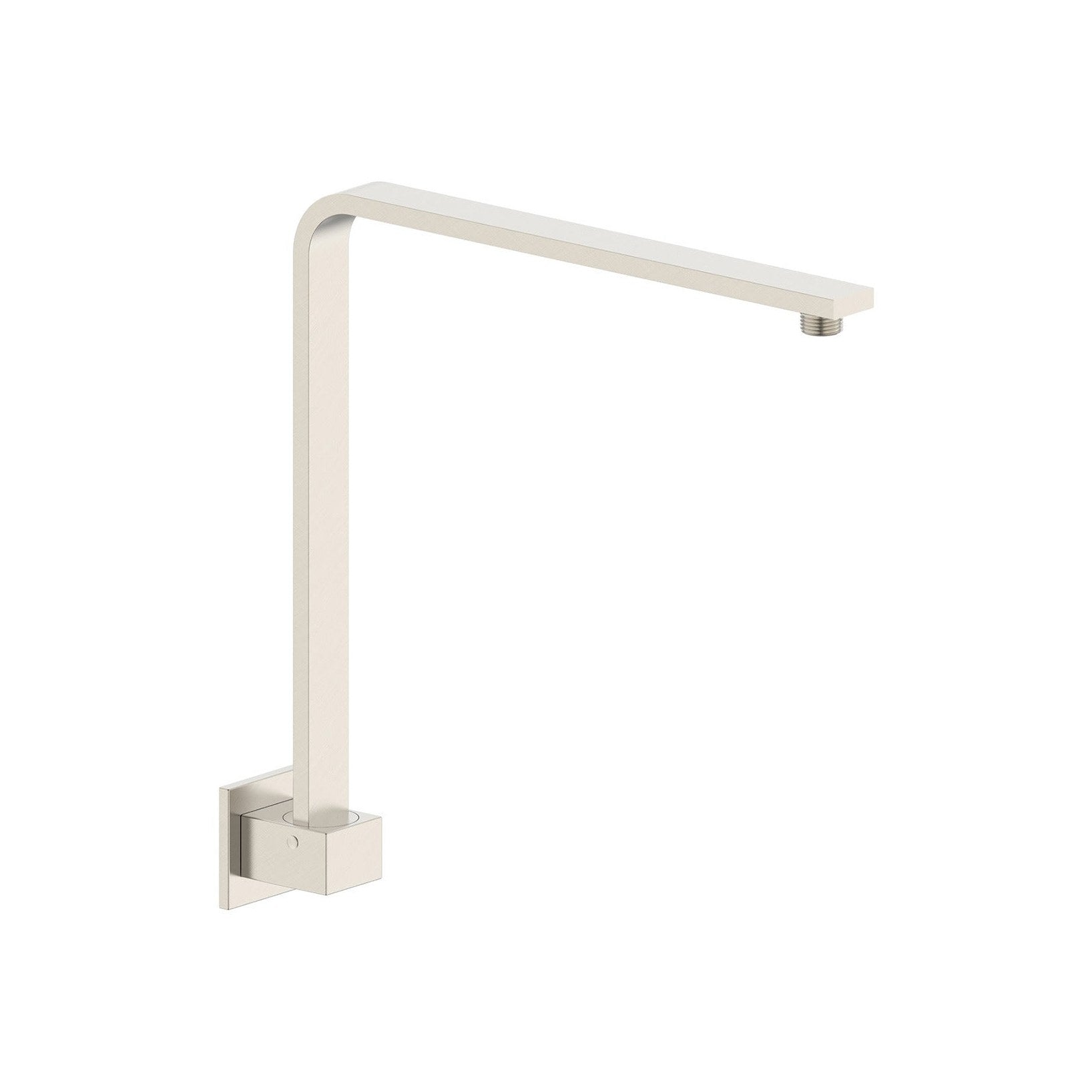 Raymor right angle square shower arm in brushed nickel, wall mounted with square flange, rose not included