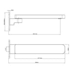 Raymor Sigma black swivel basin or bath spout technical drawing, showing 220mm wall reach and dimensions