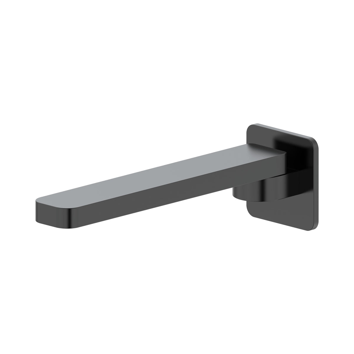 Raymor Sigma 220mm swivel basin or bath spout in black, wall-mounted with flat square profile