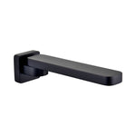 Raymor Sigma black wall-mounted bath swivel spout with soft square profile and 220mm reach