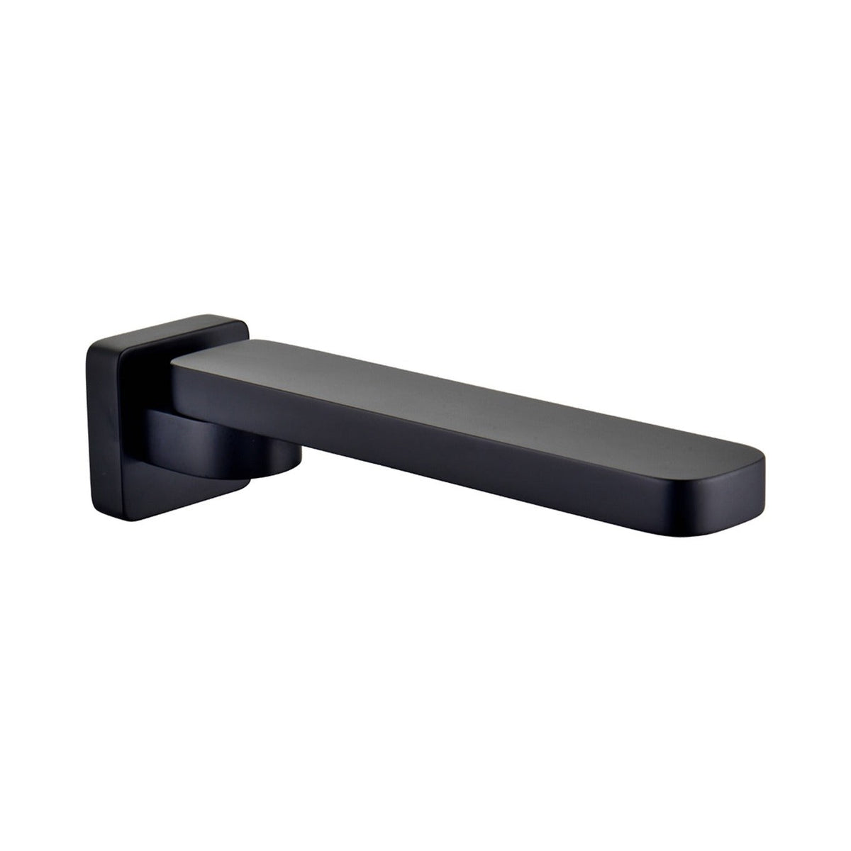 Raymor Sigma black wall-mounted bath swivel spout with soft square profile and 220mm reach