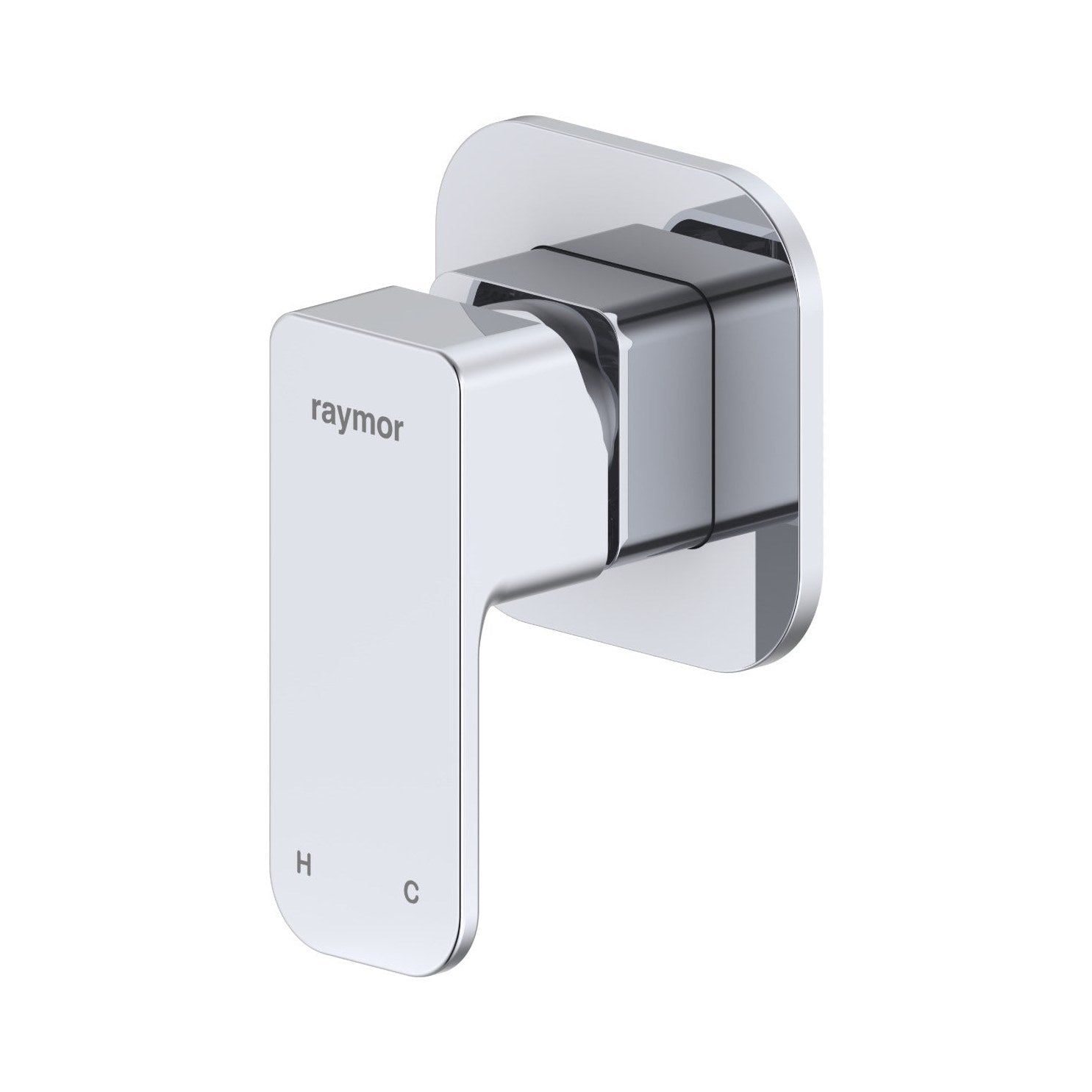 Raymor Sigma chrome wall mixer with single paddle handle and square backplate