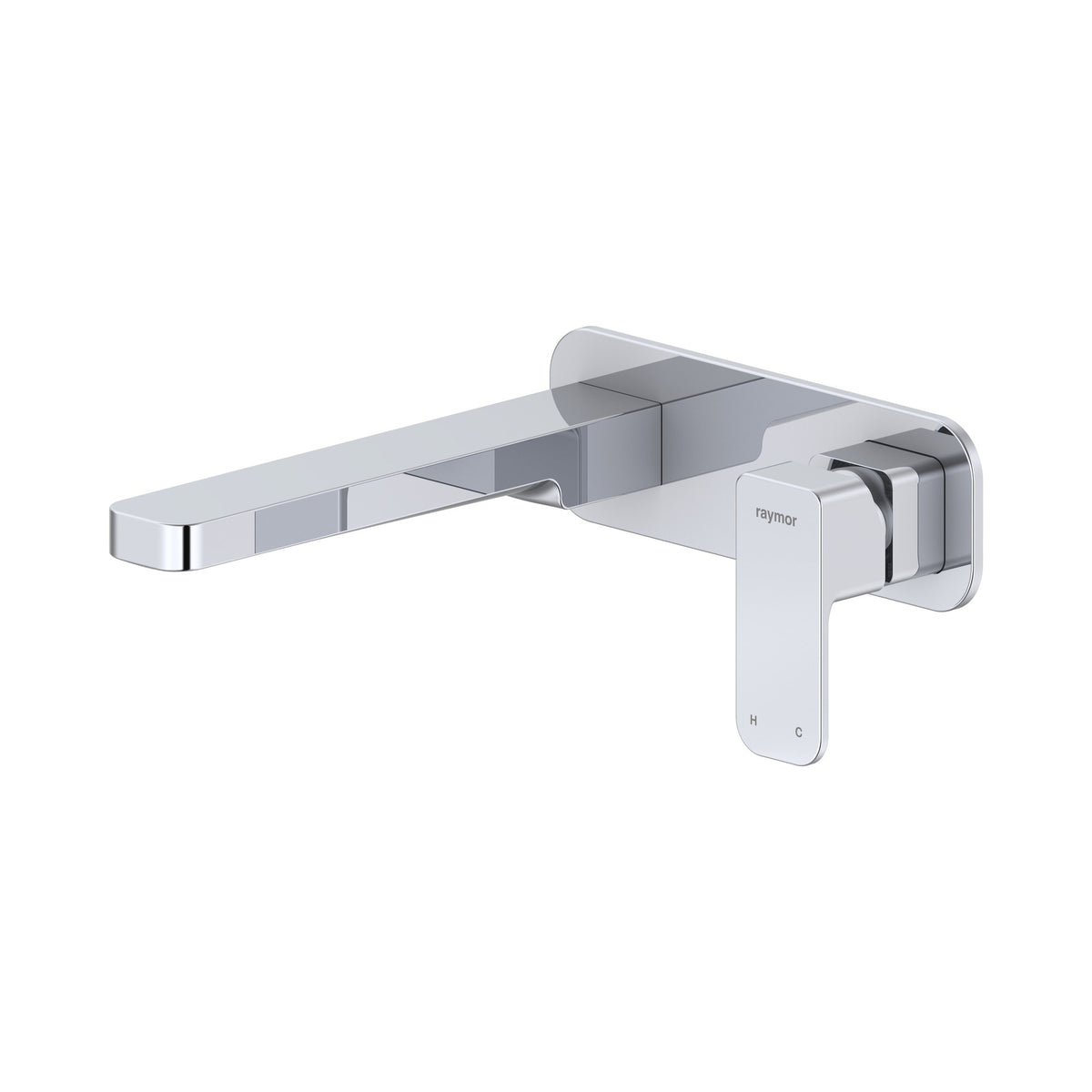 Raymor Sigma chrome wall mixer set with 220mm spout and paddle handle, shown on white background