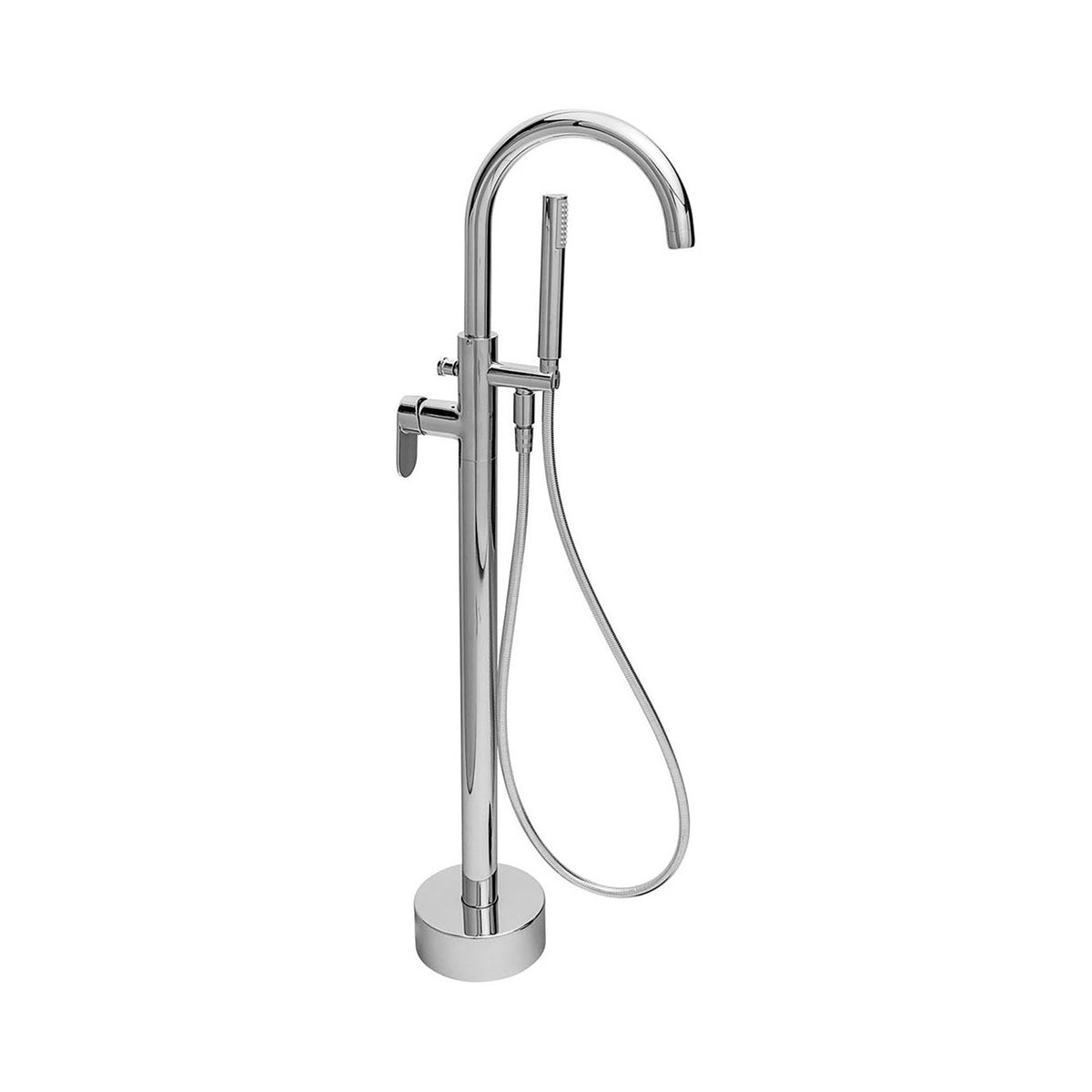 Raymor Sturt round freestanding bath filler with hand shower in chrome, floor-mounted tapware set