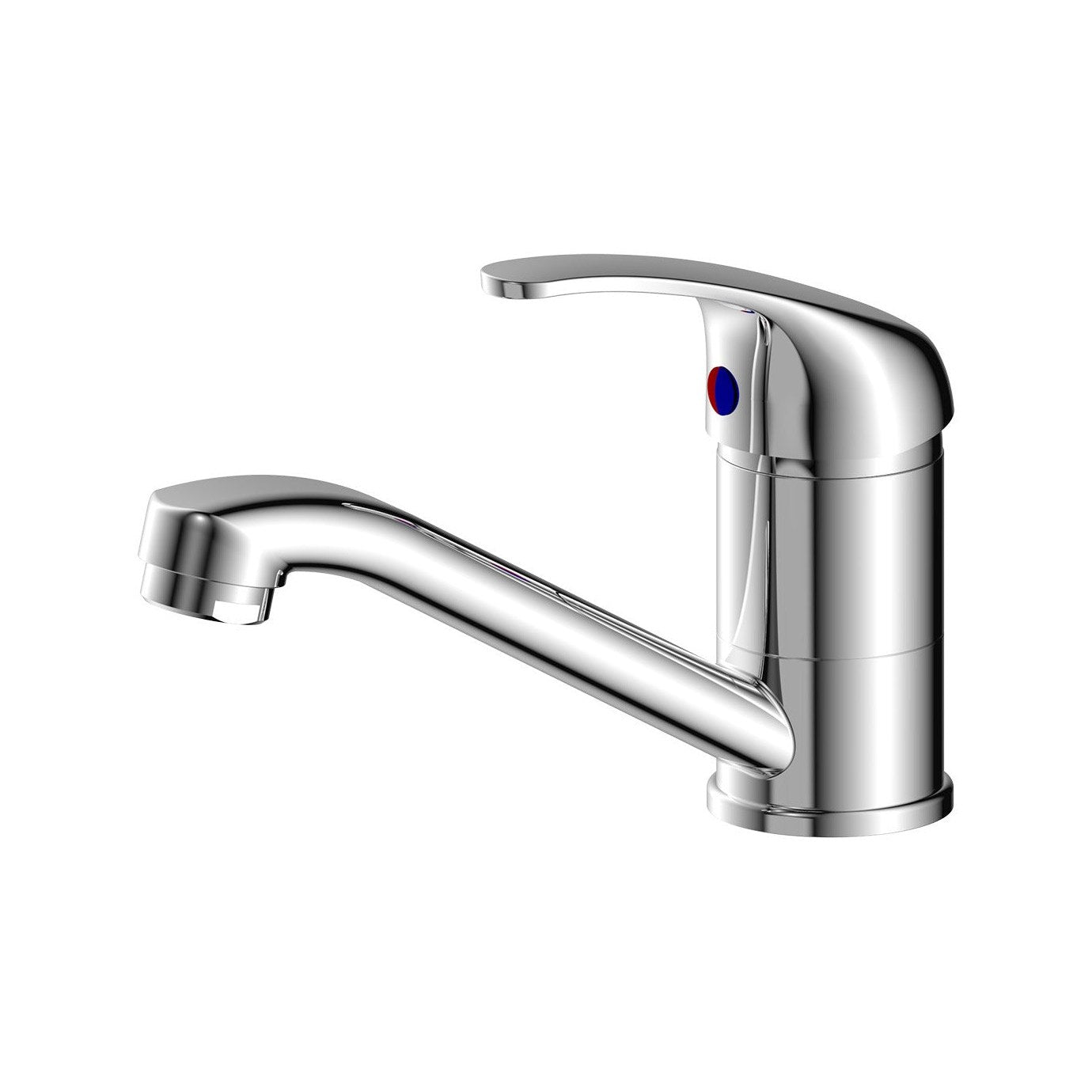 Raymor Surrey chrome basin mixer tap with traditional curved spout and single lever on white background