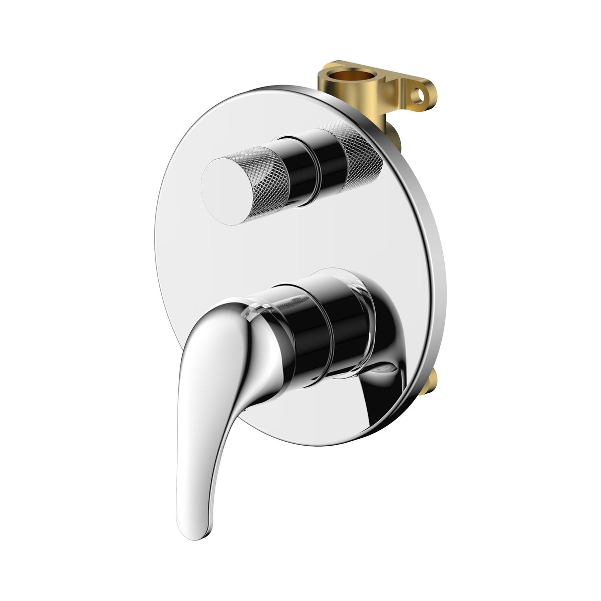 Raymor Surrey chrome bath and shower mixer with diverter, wall-mounted, with round plate and lever handle