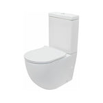 Raymor Winton back to wall toilet suite with slim seat, white, front angle view