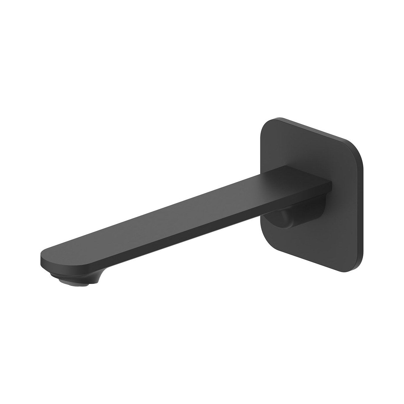 Raymor Winton black wall-mounted bath or basin spout with square backplate and curved outlet