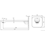 Raymor Winton brushed nickel wall spout technical drawing with side and front views, dimensioned 217mm length and 80mm plate
