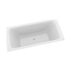 Raymor Winton white acrylic island bath with centre waste, shown in top view on a white background