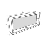 Radiant Thermaniche shower niche technical drawing, 260 x 905mm rectangular wall niche in black and grey with dimensions shown