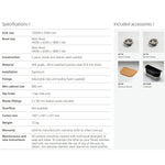 Oliveri Monet stainless steel kitchen sink specifications sheet showing included accessories and dimensions layout