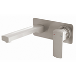 Phoenix Teva wall basin/bath mixer set in brushed nickel, wall-mounted with square spout and single lever handle