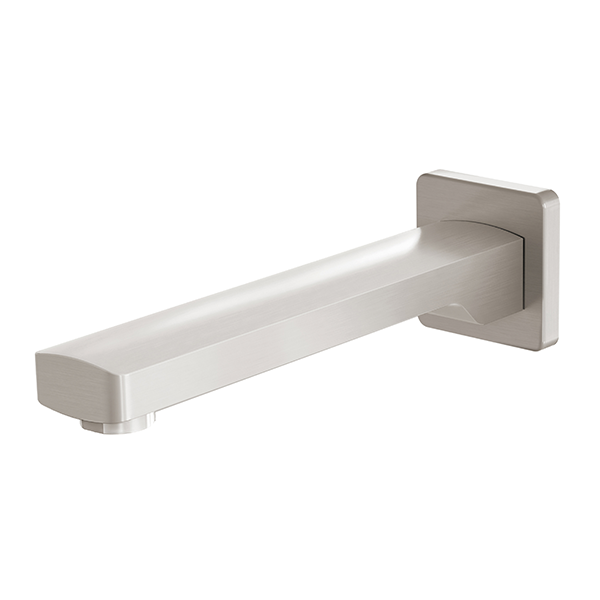 Phoenix Teva wall bath outlet, 200mm, brushed nickel, square wall-mounted spout