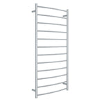 Thermogroup Thermorail curved stainless steel heated towel ladder with 12 bars, polished finish, front view on white background