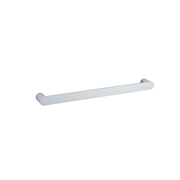 Thermogroup polished stainless steel single bar heated towel rail, horizontal flat pill shape, 632mm
