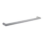 Thermogroup brushed stainless steel single heated towel rail, round bar, wall-mounted on white background