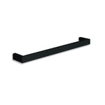 Thermogroup 12V single heated towel rail, matte black round bar, angled on white background