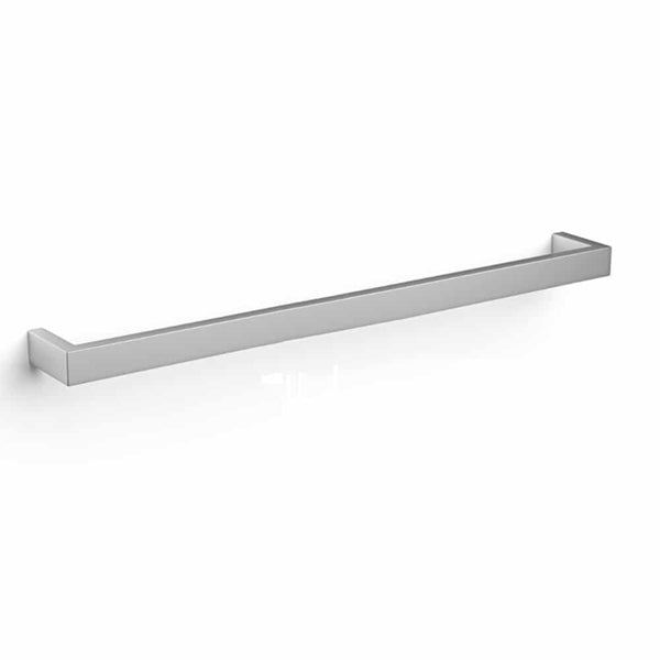 Thermogroup polished stainless steel square single-bar heated towel rail, 832mm long, on white background