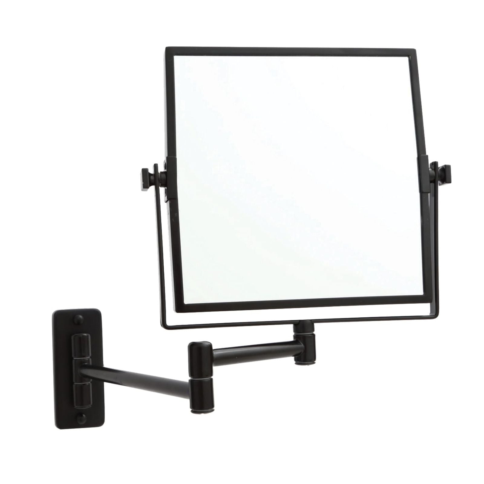 Thermogroup Ablaze wall-mounted shaving mirror in matt black, square double-sided mirror with adjustable arm and bracket
