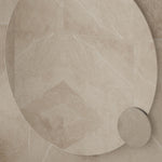 Thermogroup round magnifying mirror with clip, shown fitted to a bathroom mirror in beige stone setting
