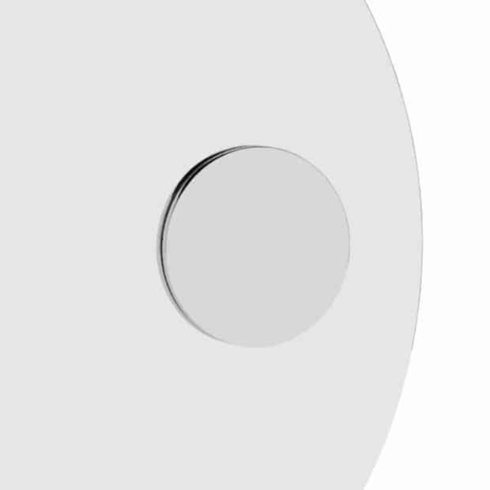 Thermogroup Ablaze round magnifying mirror, close-up of the rear magnet mount in white finish