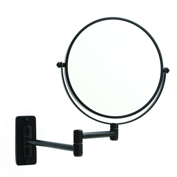 Thermogroup Ablaze black wall-mounted magnifying shaving mirror with swivel arm and round mirror face