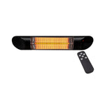 Thermogroup Ash black wall-mounted outdoor heater with remote, slim infrared heater with glowing element