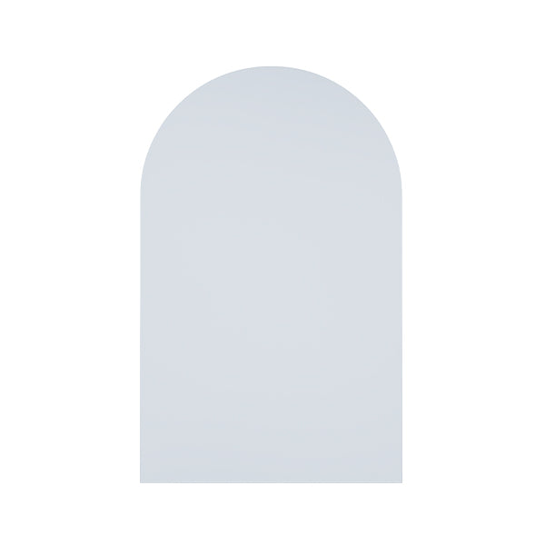 Thermogroup Church arched polished edge mirror, frameless silver finish, portrait view on white background
