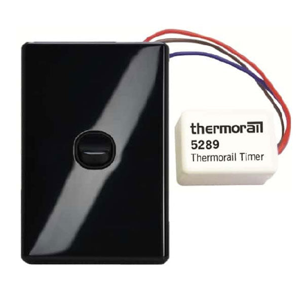 Thermogroup Eco Timer black wall plate with wired timer module for heated towel rail