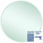 Thermogroup Kent round mirror with bevel edge, includes demister and glue-to-wall fixing, front view