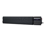 Thermogroup Lotus wall-mounted outdoor heater in black, slimline infrared unit with digital display and remote control panel