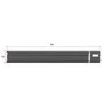 Thermogroup Lotus wall mounted outdoor heater technical drawing, black, 940mm wide x 150mm high, side view with dimensions
