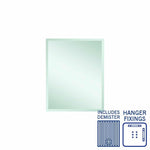 Thermogroup rectangular bevel edge mirror with included demister pad and hanger fixings, front view